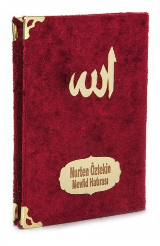 Kadife Yasin Kitabı Çanta Boy İsim Plakalı Seccade Tesbihli Kutulu Kırmızı 4897654301352