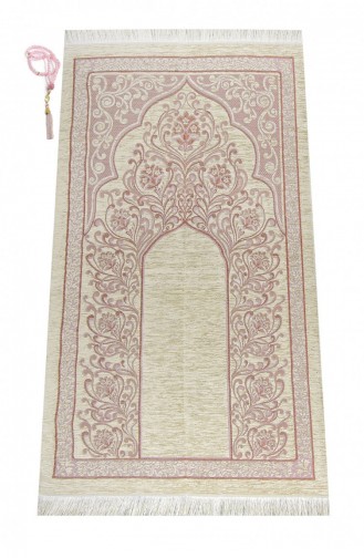 Nouveau Tapis De Prière De Luxe En Chenille Avec Mihrab Rose Séchée 4897654301419 4897654301419