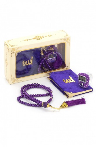 Stone Chanting Mini Velvet Yasin Pearl Prayer Beads Gift Set Purple Color 4897654301655 4897654301655