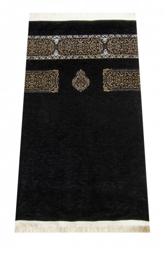 Tapis De Prière En Chenille Noir Ultra Luxueux Couverture Kaaba Modèle Uni 8 4897654301714 4897654301714