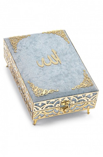 Special Velvet Covered Boxed Quran Medium Size Blue Color 4897654301924 4897654301924