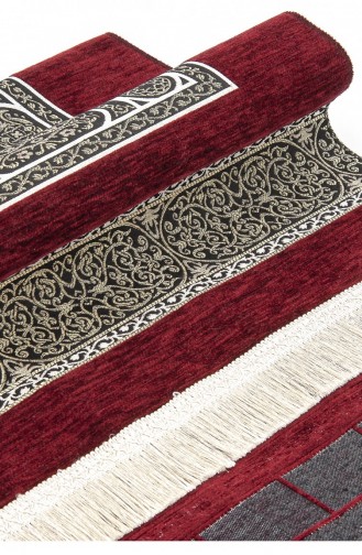 Kaaba Door Patterned Chenille Prayer Rug Red Color 4897654301936 4897654301936