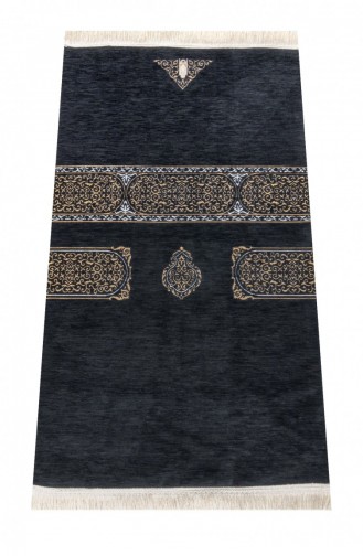 Kaaba-Bezug Gemusterter Chenille-Gebetsteppich Schwarze Farbe 4897654301940 4897654301940