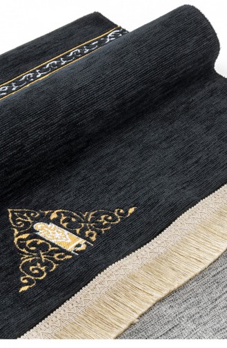 Tapis De Prière En Chenille à Motifs Kaaba Couleur Noire 4897654301940 4897654301940