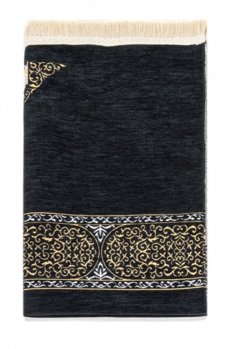 Kaaba-Bezug Gemusterter Chenille-Gebetsteppich Schwarze Farbe 4897654301940 4897654301940