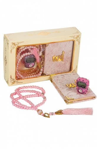 Stone Chanting Mini Velvet Yasin Pearl Prayer Beads Gift Set Pink Color 4897654302286 4897654302286