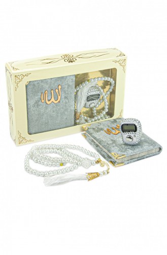 Stone Chanting Mini Velvet Yasin Pearl Prayer Beads Gift Set Gray Color 4897654302287 4897654302287