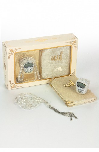 Stone Chanting Mini Velvet Yasin Pearl Prayer Beads Gift Set Cream Color 4897654302289 4897654302289