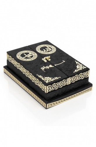 Table Top Quran Set With Double Covered Velvet Covered Chest Black 4897654302382 4897654302382