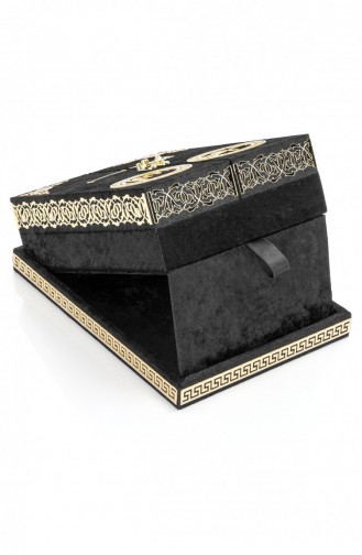Table Top Quran Set With Double Covered Velvet Covered Chest Black 4897654302382 4897654302382