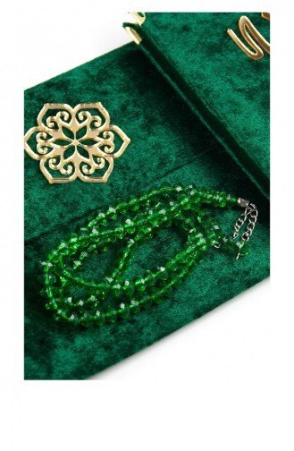 10 Pieces Velvet Covered Yasin Book Bag Size Prayer Beads Pouch Boxed Green Color Mevlit Gift 4897654302444 4897654302444