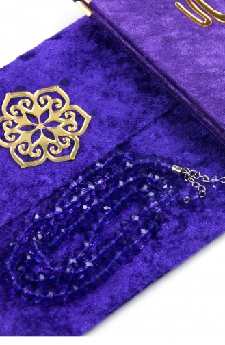 10 Pieces Velvet Covered Yasin Book Bag Size Prayer Beads Pouch Boxed Purple Color Mevlit Gift 4897654302449 4897654302449