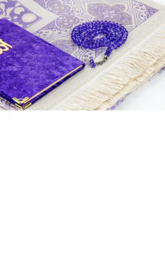 Velvet Yasin Book Bag Size Prayer Rug With Prayer Beads Box Purple 4897654302453 4897654302453
