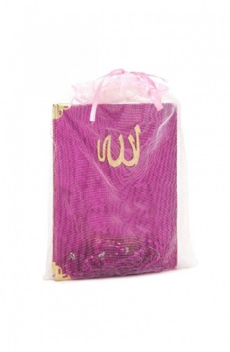 10 Pieces Of Velvet Covered Yasin Book Bag Size Fuchsia Mevlüt Gift With Prayer Beads And Tulle Pouch 4897654302467 4897654302467