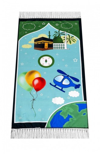 Digitaal Bedrukt Kindergebedskleed Met Ballonversiering Groene Kleur 44 X 78 Cm 4897654302510 4897654302510