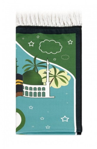 Digitaal Bedrukt Kindergebedskleed Met Ballonversiering Groene Kleur 44 X 78 Cm 4897654302510 4897654302510