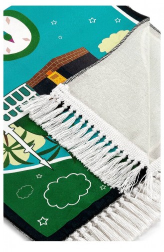 Digitaal Bedrukt Kindergebedskleed Met Ballonversiering Groene Kleur 44 X 78 Cm 4897654302510 4897654302510