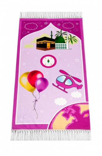سجادة صلاة للأطفال مطبوعة رقمية مع حواف بالون لون وردي 44 × 78 سم 4897654302512 4897654302512