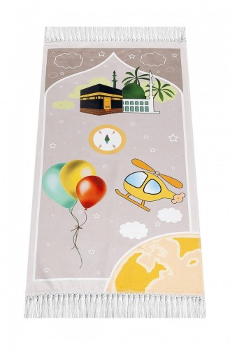 Digital Printed Children`s Prayer Mat With Balloon Cable Brown 44 X 78 Cm 4897654302516 4897654302516