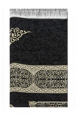 Kaaba Patterned Chenille Prayer Rug Black 4897654302522 4897654302522