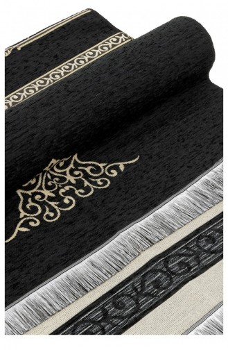 Kaaba Patterned Chenille Prayer Rug Black 4897654302522 4897654302522