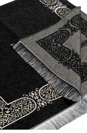 Kaaba Patterned Chenille Prayer Rug Black Color 4897654302524 4897654302524