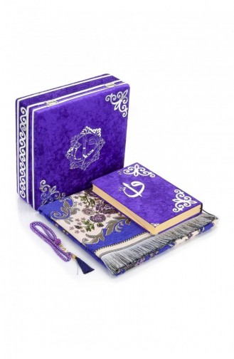 Samtbezogene Truhe Personalisiertes Geschenk Gebetsmatte Koran-Set Lila 4897654302548 4897654302548