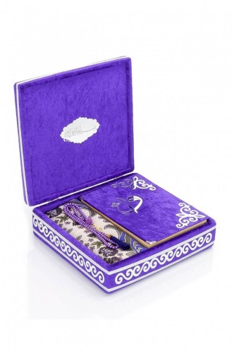 Samtbezogene Truhe Personalisiertes Geschenk Gebetsmatte Koran-Set Lila 4897654302548 4897654302548