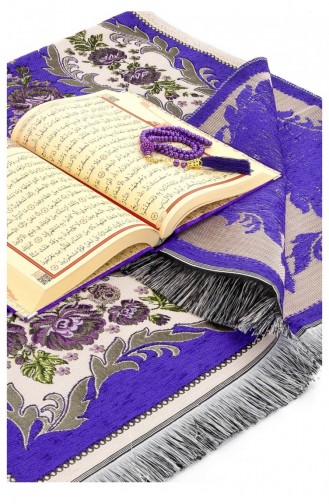 Samtbezogene Truhe Personalisiertes Geschenk Gebetsmatte Koran-Set Lila 4897654302548 4897654302548