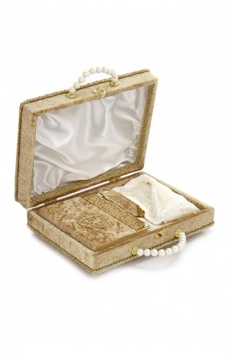 حقيبة تخزين مغطاة بالإسفنج المخملي بحجم سلسلة اللؤلؤ مجموعة القرآن الكريم باللون الذهبي 4897654302588 4897654302588