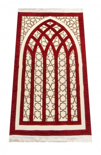 Yıldız Desenli Şönil Seccade Kırmızı 4897654302858