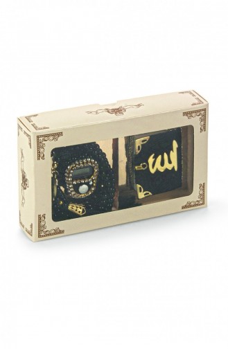 Mini Velvet Quran Set With Stone Chanting And Pearl Prayer Beads Mevlüt Gift Black 4897654302908 4897654302908