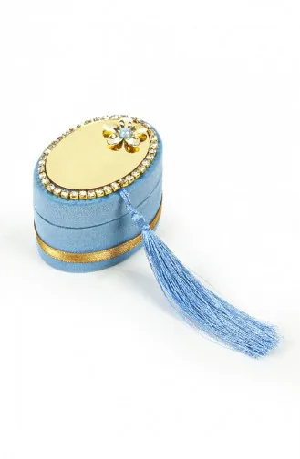 Samtverpacktes Mevlüt-Geschenkset Mit Gesangsmaschine Und Perlen-Rosenkranz In Blau 4897654302921 4897654302921