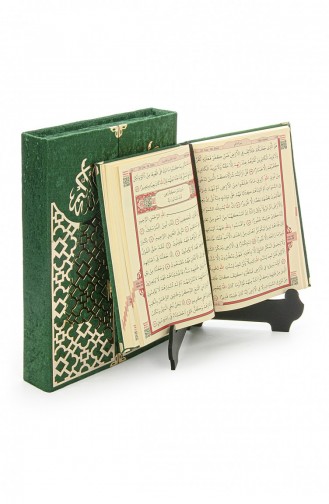 Mültezem Velvet Covered Quran Set With Stand Green 4897654305217 4897654305217