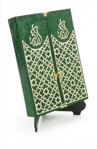 Mültezem Velvet Covered Quran Set With Stand Green 4897654305217 4897654305217