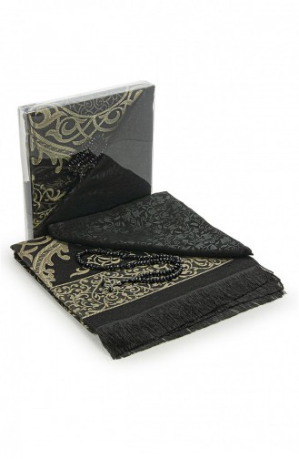 Kopftuch-Gebetsteppich-Set Geeignet Für Bundles Und Mawlid Schwarz Mit Gebetsperlen 4897654305342 4897654305342