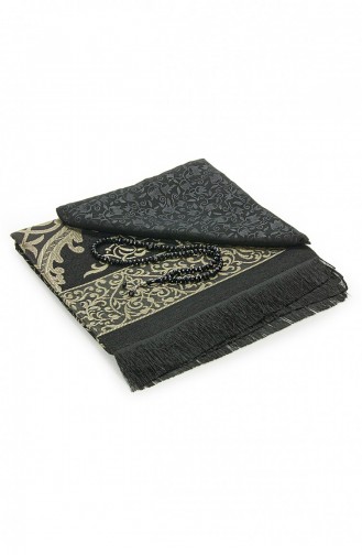 Kopftuch-Gebetsteppich-Set Geeignet Für Bundles Und Mawlid Schwarz Mit Gebetsperlen 4897654305342 4897654305342