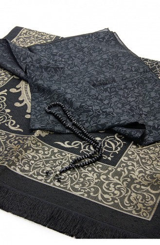 Kopftuch-Gebetsteppich-Set Geeignet Für Bundles Und Mawlid Schwarz Mit Gebetsperlen 4897654305342 4897654305342