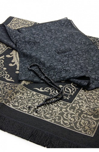 Ensemble De Tapis De Prière Avec Foulard Adapté Aux Paquets Et Au Mawlid Noir Avec Perles De Prière 4897654305342 4897654305342