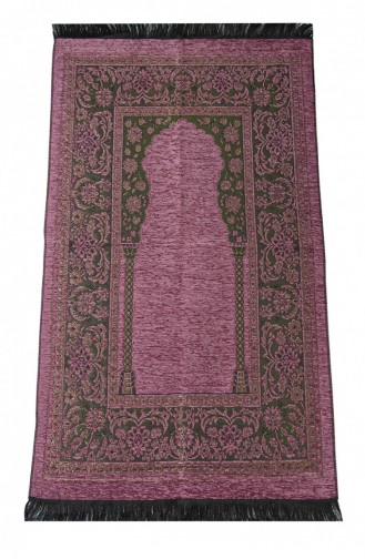 Luxury Thick Chenille Prayer Rug With Mihrab Dark Pink 4897654305378 4897654305378