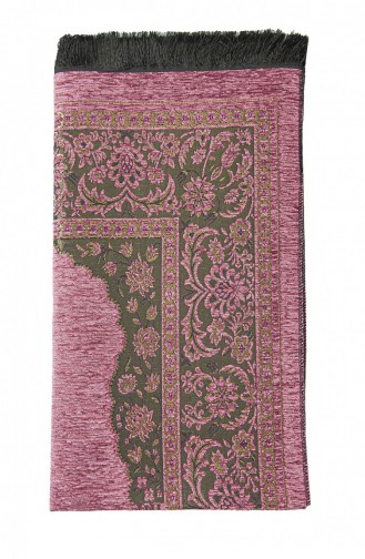 Luxury Thick Chenille Prayer Rug With Mihrab Dark Pink 4897654305378 4897654305378