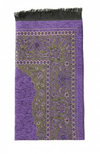 Luxury Thick Chenille Prayer Rug With Mihrab Purple 4897654305379 4897654305379
