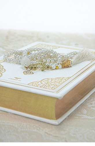 Französische Bedeutung Medina Kalligraphie Koran Und Gebetsteppich-Set Weiß 4897654305472 4897654305472