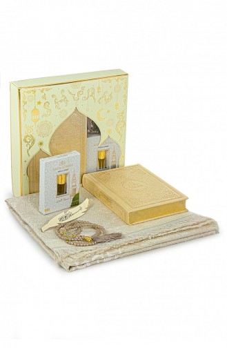 French Meaning Medina Calligraphy Quran And Prayer Mat Set Cream 4897654305473 4897654305473