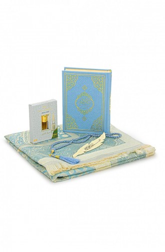 French Meaning Medina Calligraphy Quran And Prayer Mat Set Blue 4897654305474 4897654305474