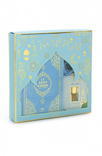 French Meaning Medina Calligraphy Quran And Prayer Mat Set Blue 4897654305474 4897654305474
