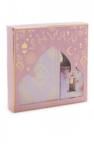 Quran With French Meaning And Medina Calligraphy And Prayer Rug Set Pink 4897654305475 4897654305475