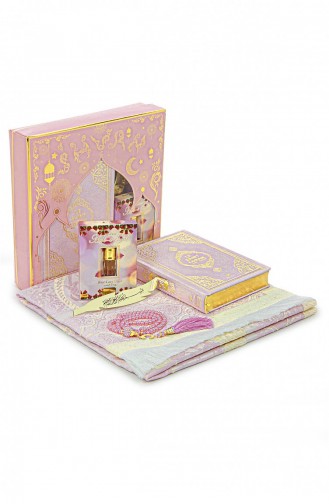 Quran With French Meaning And Medina Calligraphy And Prayer Rug Set Pink 4897654305475 4897654305475