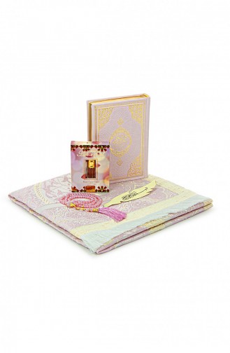Quran With French Meaning And Medina Calligraphy And Prayer Rug Set Pink 4897654305475 4897654305475