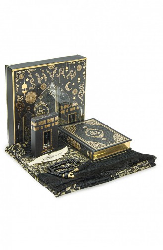 French Meaning Medina Calligraphy Quran And Prayer Mat Set Black 4897654305476 4897654305476